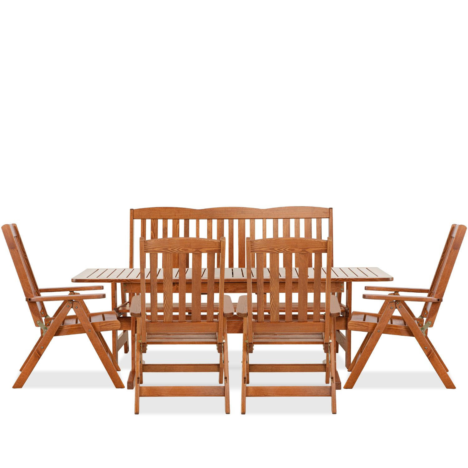 GARTENMÖBELSET ALCES für 7 Personen aus massivem Kiefernholz, braun - Braun, Holz - KONSIMO®