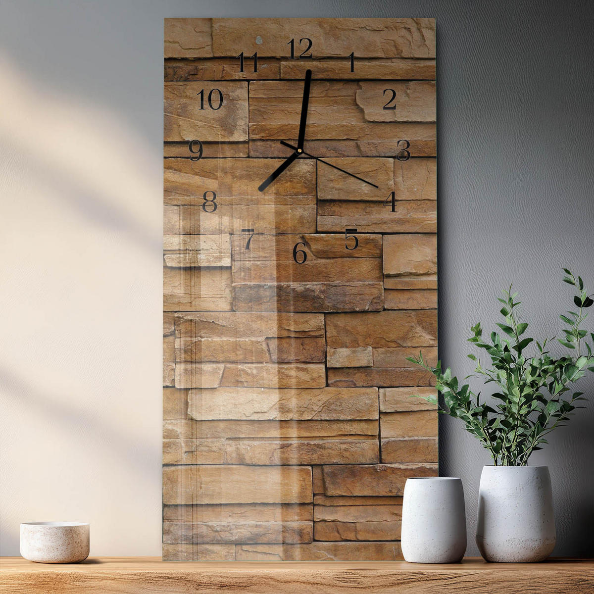 WANDUHR 60x30 cm - Horizont - Braun, Glas (30/60/0.4cm) - TULUP