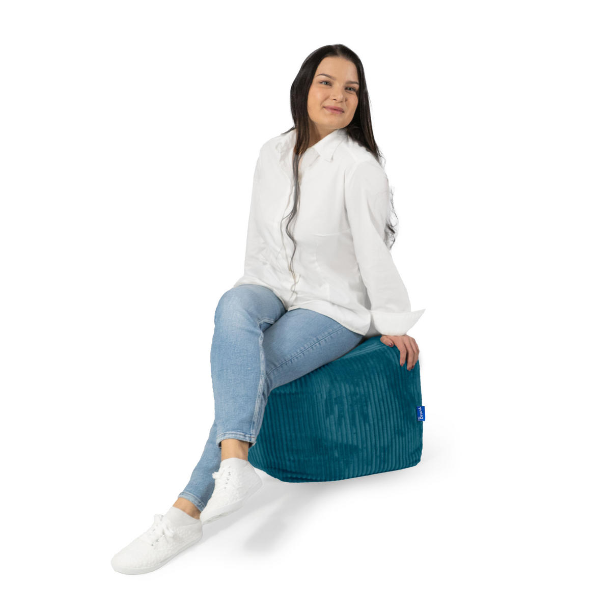 SITZWÜRFEL Cubo Cord petrol - Petrol, Textil (40/40/40cm) - Bruni