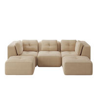 WOHNLANDSCHAFT Beige 297/177/69 cm 3-Sitzer Modular mit Hocker - Beige, Textil (297/69/177cm) - PANGIVO