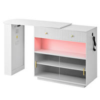 BARTISCH 120/50/95,5 cm in Weiß mit Stauraum, LED und Steckdosen - Weiß, Holzwerkstoff (50/120/95.5cm) - BEAOK