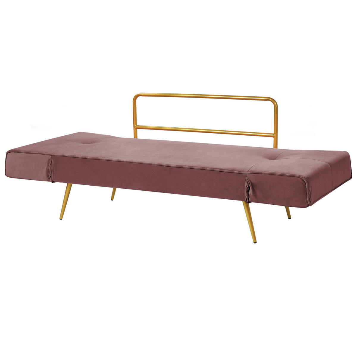 SCHLAFSOFA 2-Sitzer Samtstoff Rosa Saarela - Pink/Goldfarben, Textil (187/82/75cm) - Beliani