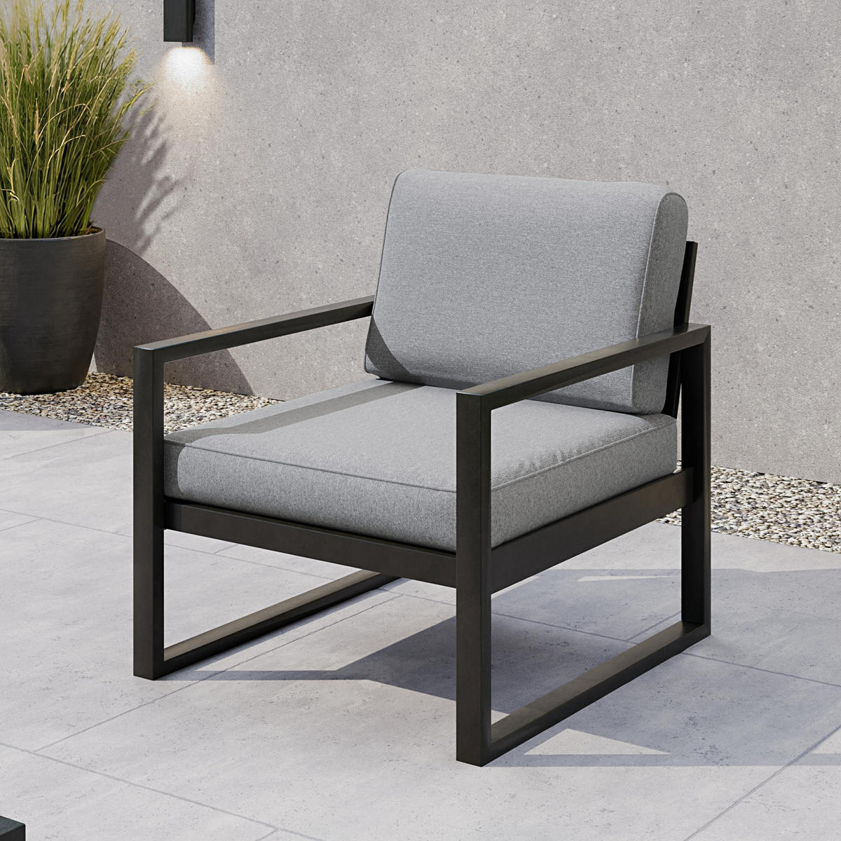 LOUNGESESSEL Stella mit Metallrahmen, 76 cm, Hellgrau - Hellgrau/Schwarz, Metall (76/86/80cm) - Beautysofa
