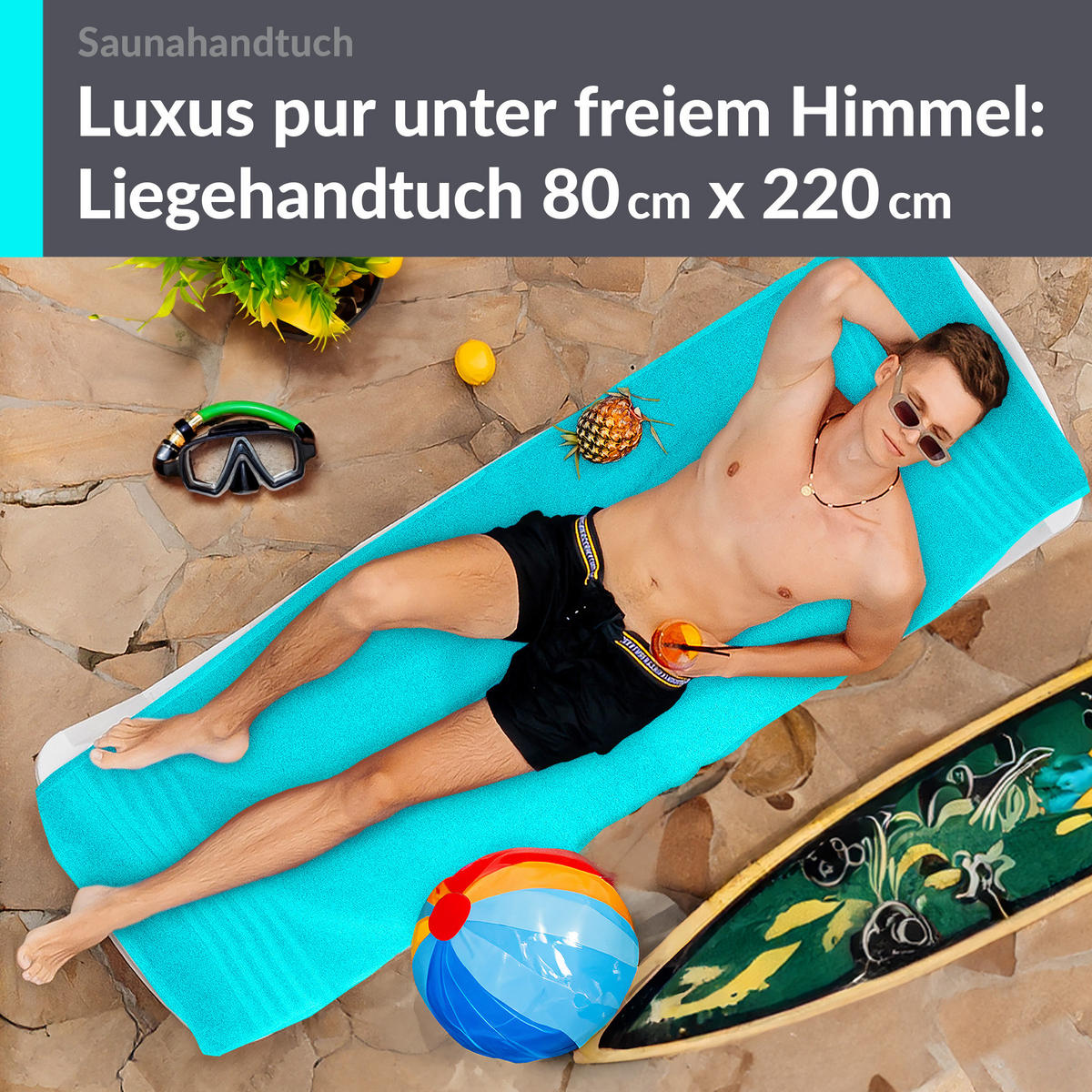 SAUNATUCH London Lagunen Türkis 80x220 cm - Türkis, Textil (80/220cm) - Lashuma