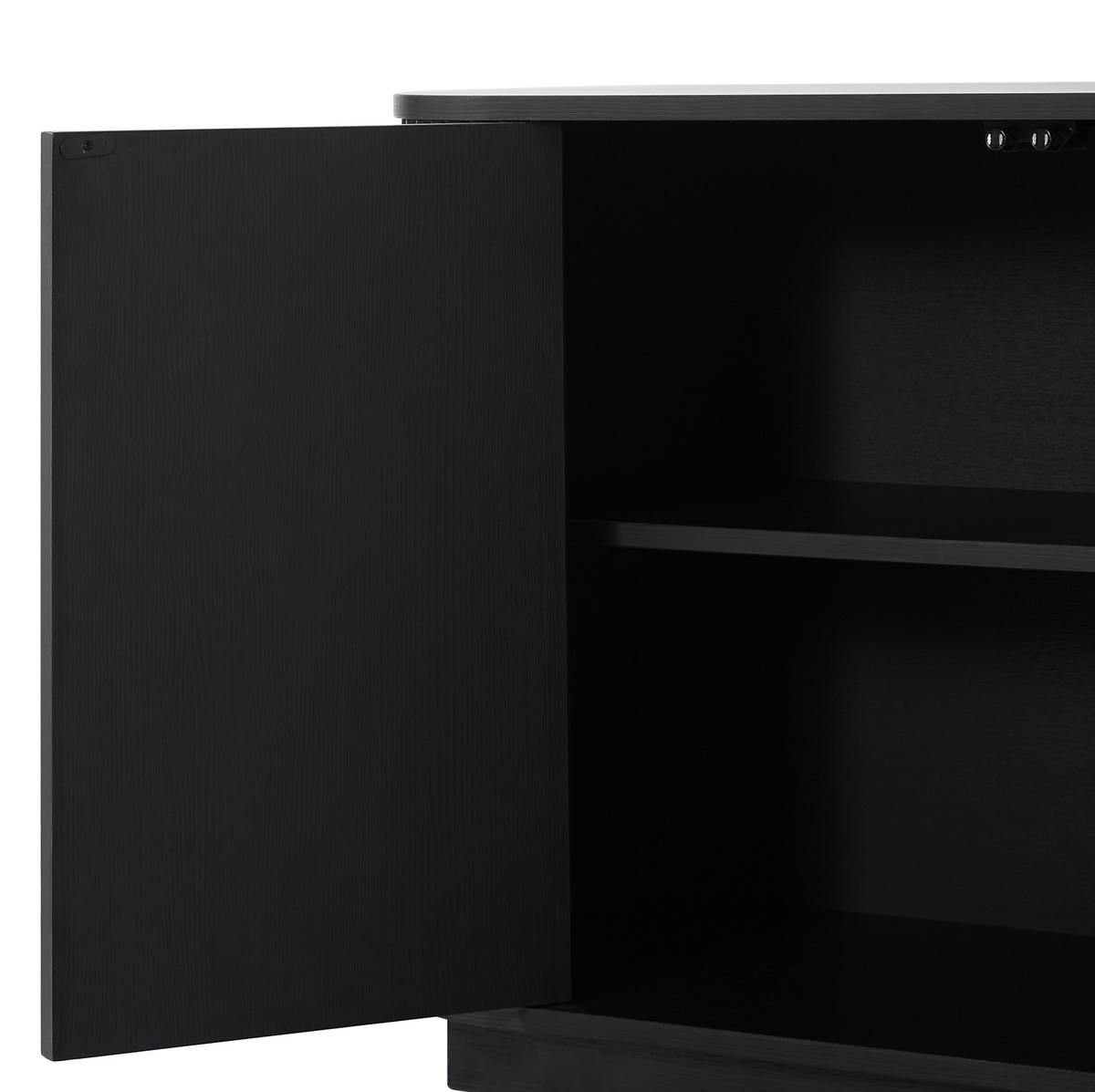 SIDEBOARD aus MDF 162x38x61 cm Schwarz mit 4 Türen und Wellenmuster - Schwarz, Metall (162/61/38cm) - IVMEU