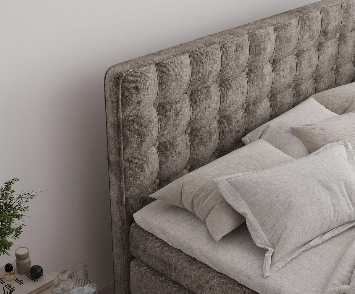 BOXSPRINGBETT Velouria Braun 140/200 cm - Schwarz/Braun, Holz/Holzwerkstoff (140/200cm) - Maison de Reve