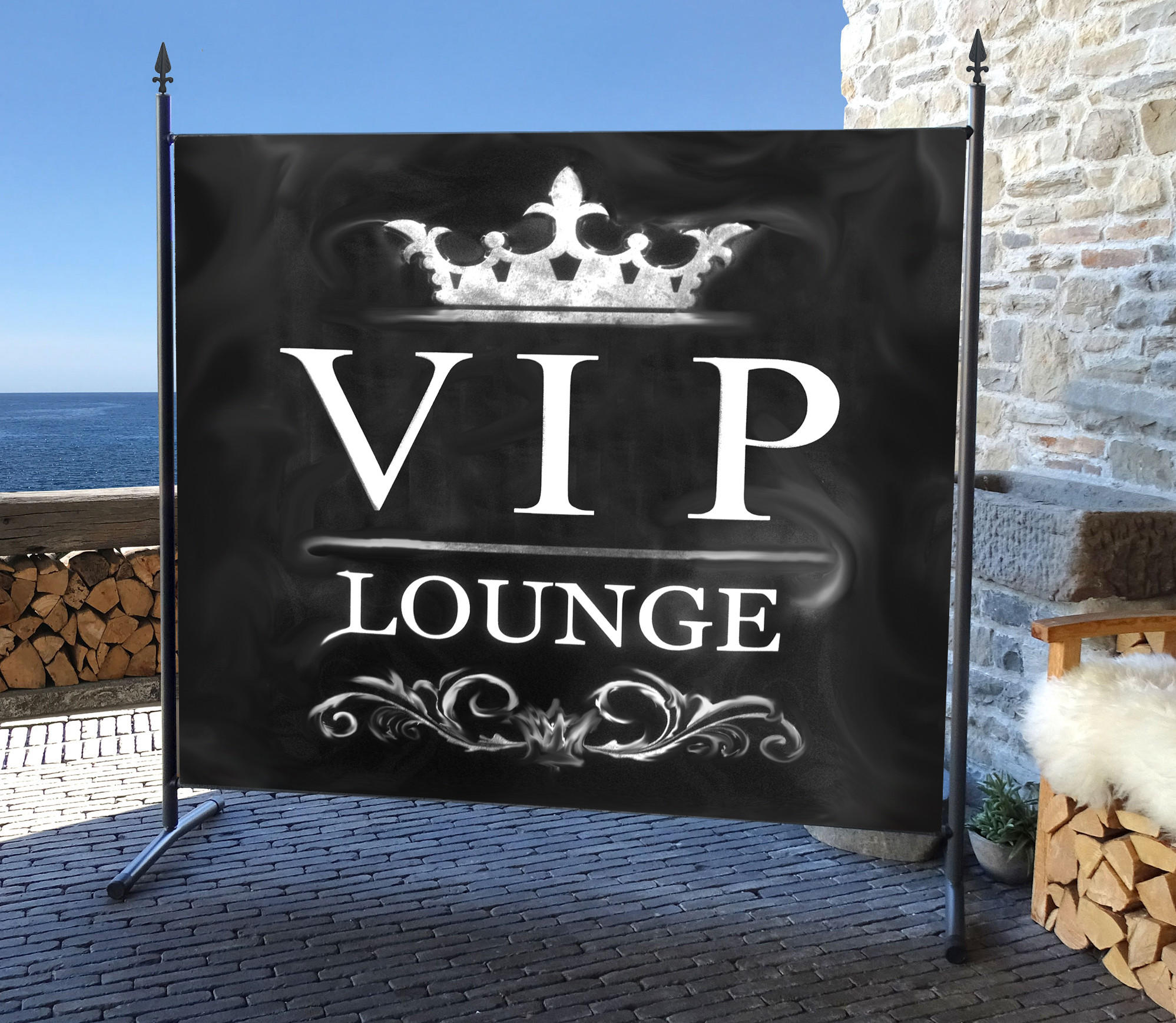 PARAVENT 1-tlg. 180x178 cm VIP - Schwarz/Weiß, Metall (178/180cm) - QUICK STAR