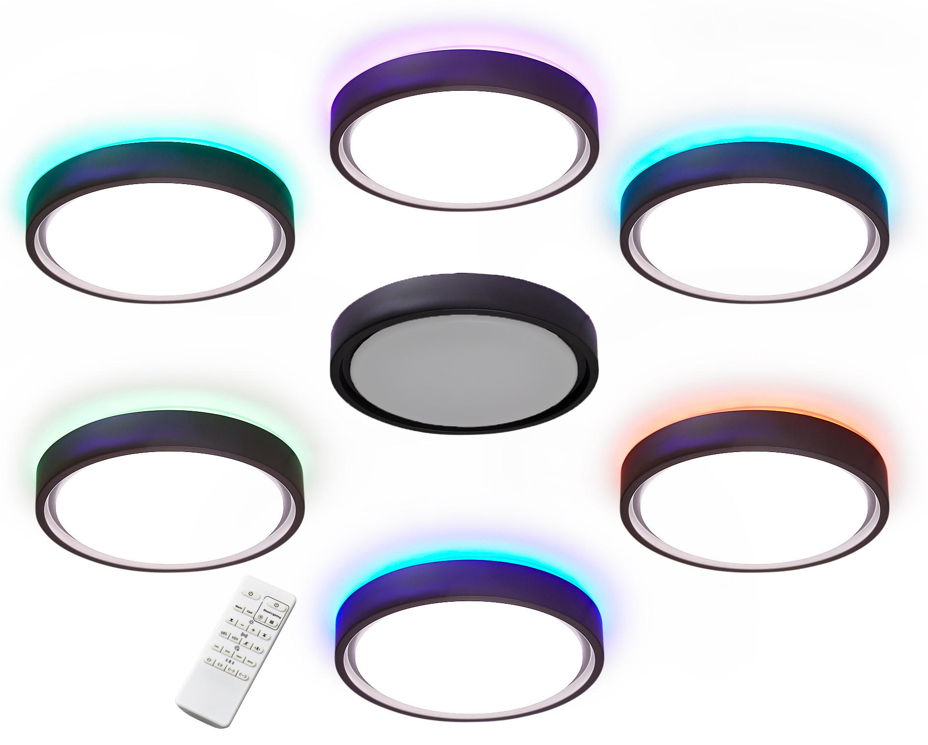 LED-DECKENLEUCHTE - mit Bewegungsmelder und farbiger Hintergrundbeleuchtung in Grau - Grau, Kunststoff (36.5/36.5/7.4cm) - Northpoint