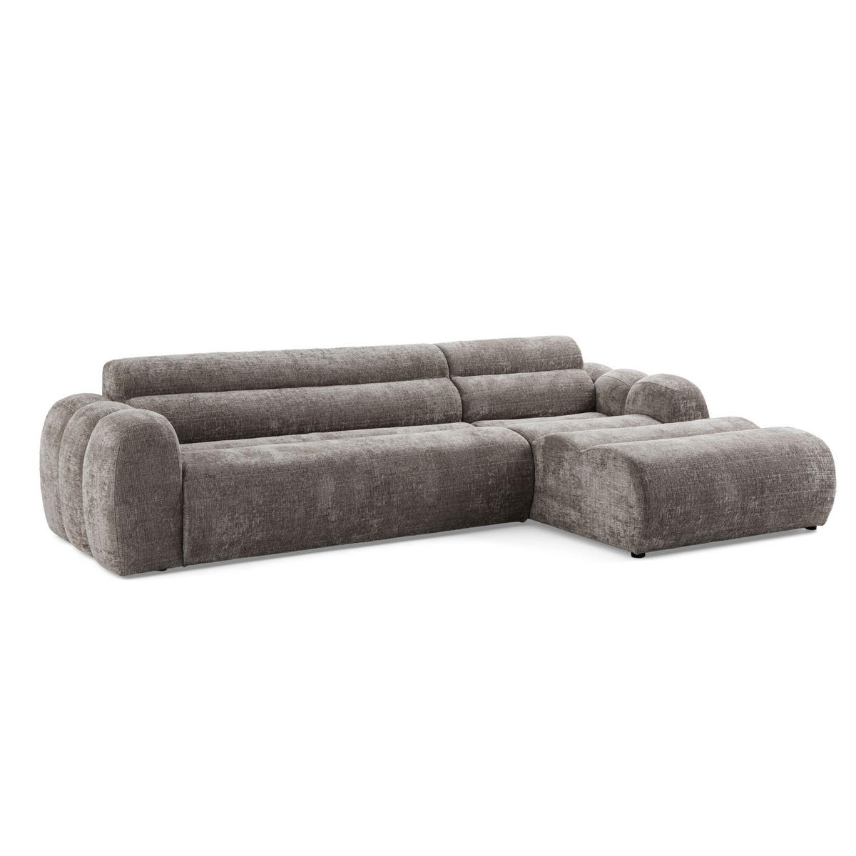 4-SITZER modulares Ecksofa VEER SET 1 Rechts, 298 x 175 cm, Chenille Webstoff Braun - Schwarz/Braun, Holz/Kunststoff (175/298cm) - Muffo