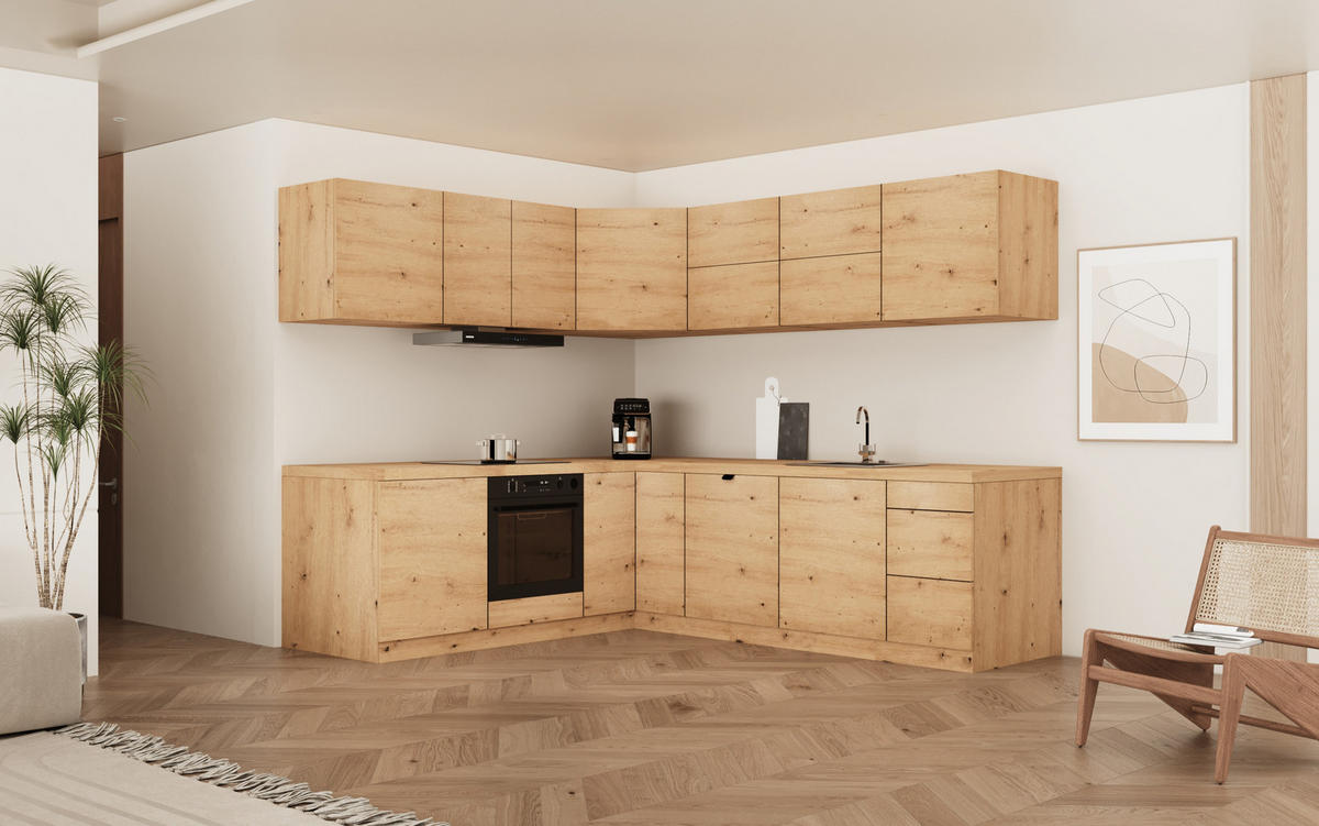 WINKELKÜCHE 240 cm x 200cm- Langen KL25-M240 - in Artisan Eiche - Eiche Artisan, Holz (440/212/52cm)