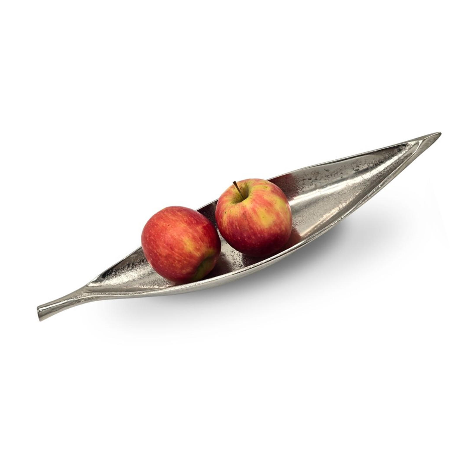 DEKOSCHALE Short Leaf 40 cm, Aluminium eisgekratzt - Silberfarben, Metall (10cm) - DESIGN DELIGHTS