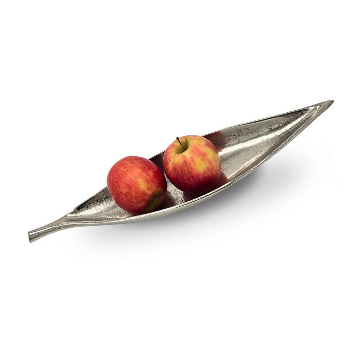 DEKOSCHALE Short Leaf 40 cm, Aluminium eisgekratzt - Silberfarben, Metall (10cm) - DESIGN DELIGHTS