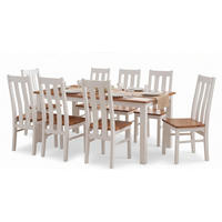 ESSZIMMER-SET Belluno Elegante 9-tlg Kiefer Weiß / Gebeizt Eiche 150-197 / 93 / 96cm - Eichefarben/Weiß, Holz (197/96/93cm) - Feldmann-Wohnen