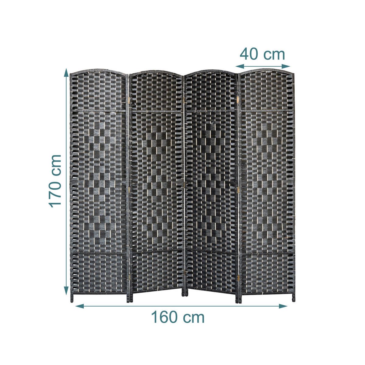 PARAVENT - Schwarz, Holz/Papier (160/170/2cm) - Relaxdays
