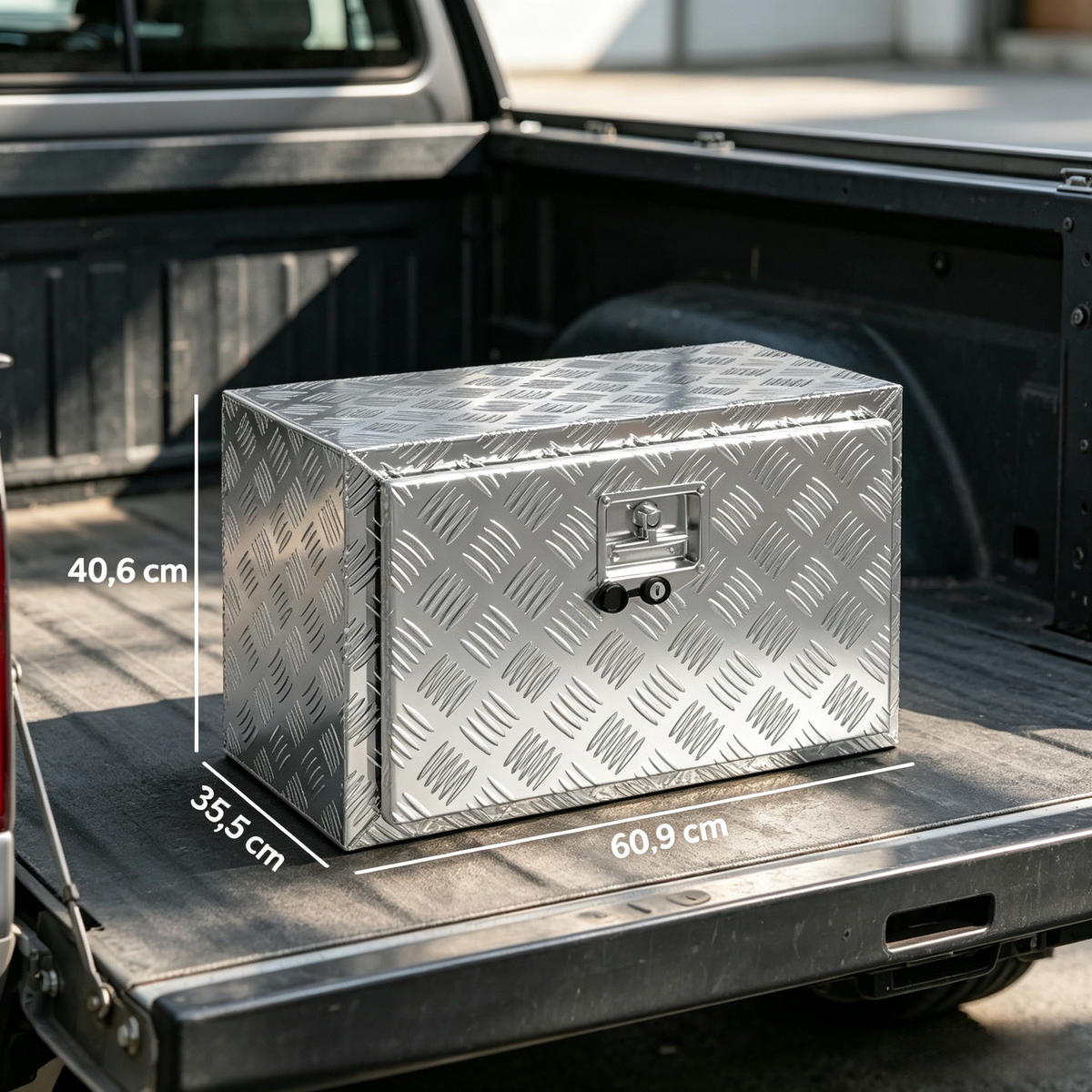 WERKZEUGKISTE ALUMINIUM 76 L für LKW und Pickup, mit Schloss, Silber - Silberfarben, Metall (35.5/40.6/60.9cm) - Novahome