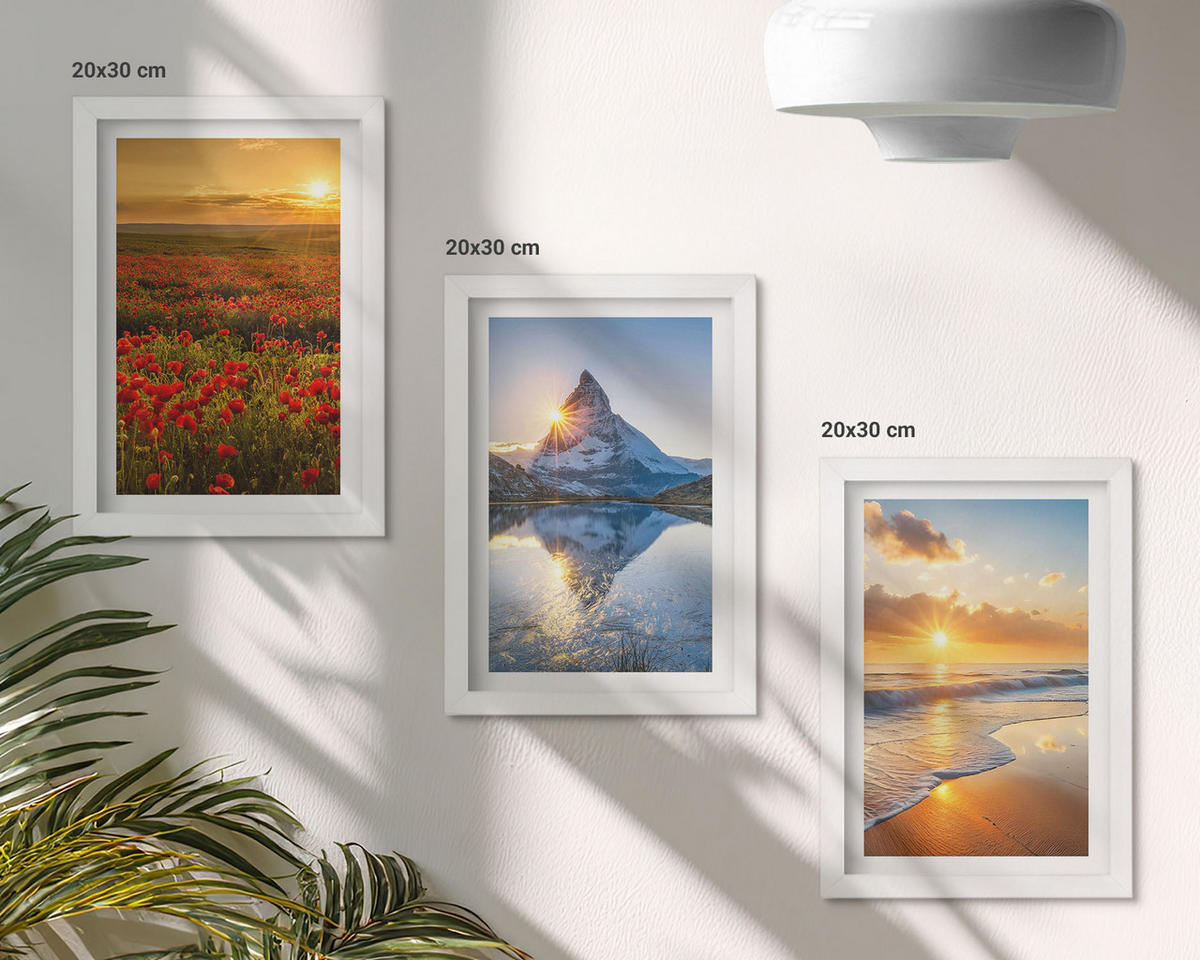 WANDBILDER 3er-Set - 20x30 cm Weißer Rahmen - Landschaften aus Bergen und Meeren im Westen - Weiß, Kunststoff (20/30cm) - ArtPrintCave
