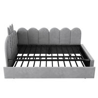 POLSTERBETT 90/200 cm Grau mit Ausziehbett 90/190 cm, ohne Matratze - Grau, Textil (90/200cm) - Oxeza