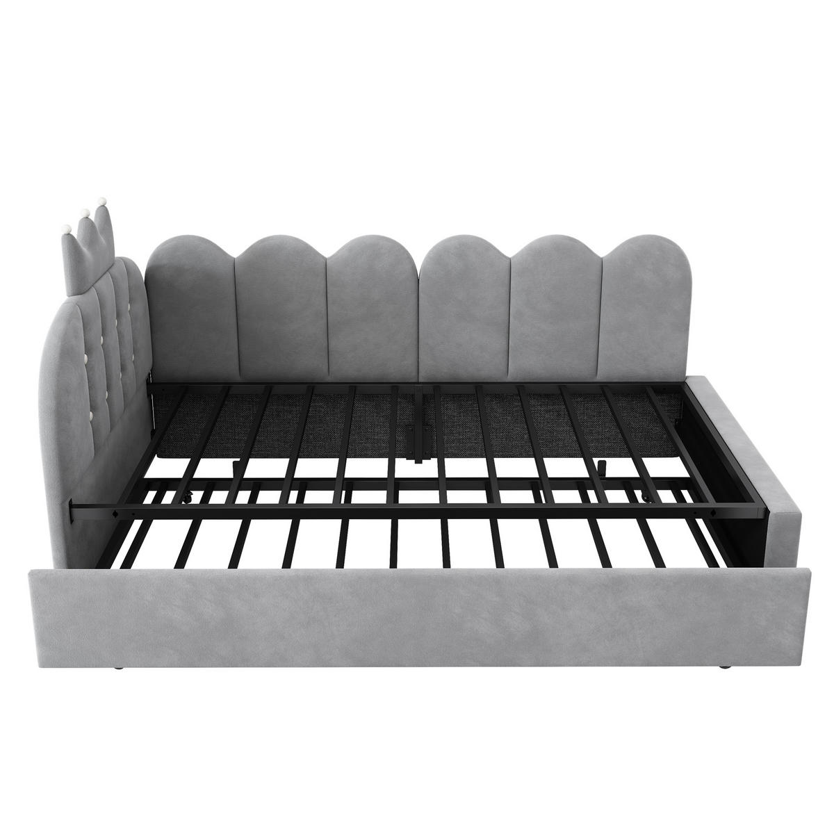 AUSZIEHBETT 90/190-200 cm DE-00312, in Grau, Gitter Design - Grau, Metall (90/200cm) - ComfortXL