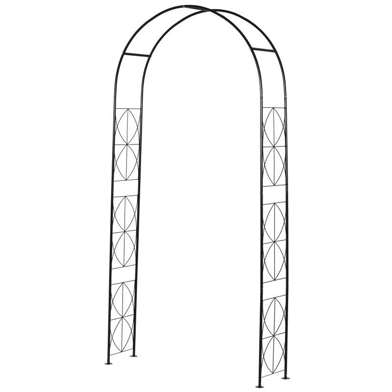 GARTENBOGEN mit Rankgitter, Bogendach, schwarzes Metall, 114 x 30 x 230 cm, für Kletterpflanzen und als Dekoration - Schwarz, Metall (30/230/114cm) - Outsunny