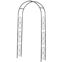 GARTENBOGEN mit Rankgitter, Bogendach, schwarzes Metall, 114 x 30 x 230 cm, für Kletterpflanzen und als Dekoration - Schwarz, Metall (30/230/114cm) - Outsunny