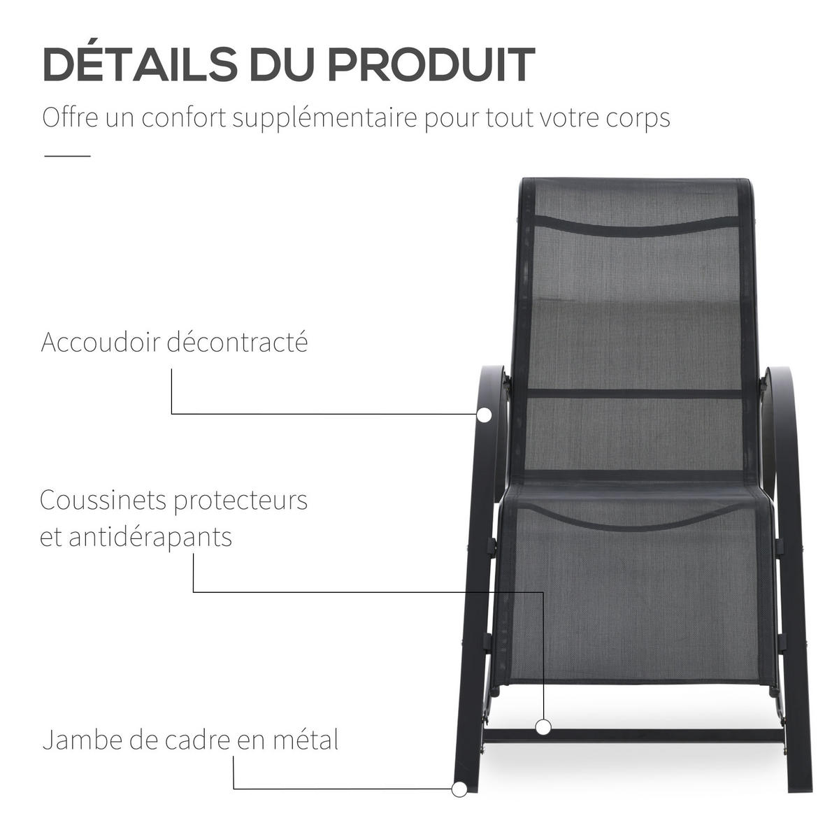SONNENLIEGE 2er-Set DE-15584 mit Glastisch Schwarz - Schwarz, Metall (59/66/169cm) - ComfortXL