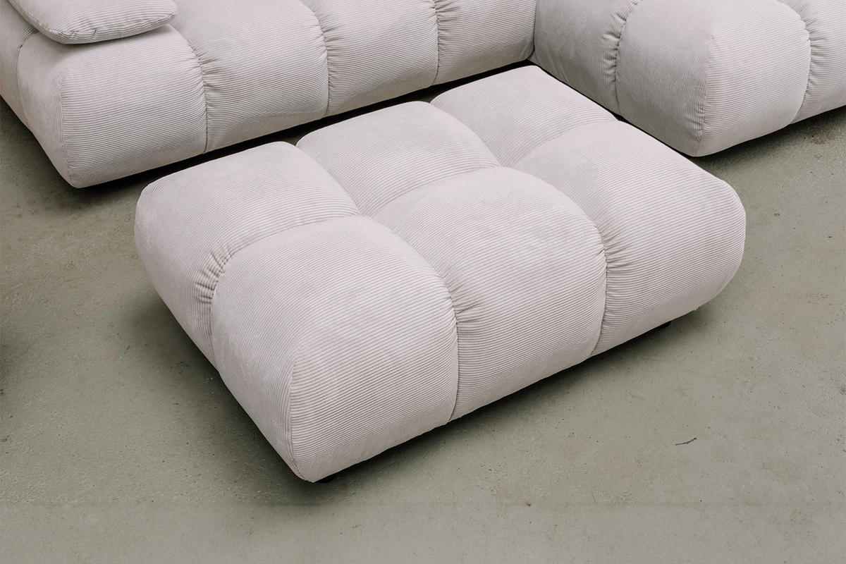 ECKSOFA VIVIEN Silber Cord - Silberfarben/Schwarz, Kunststoff/Textil (290/178cm) - KAWOLA