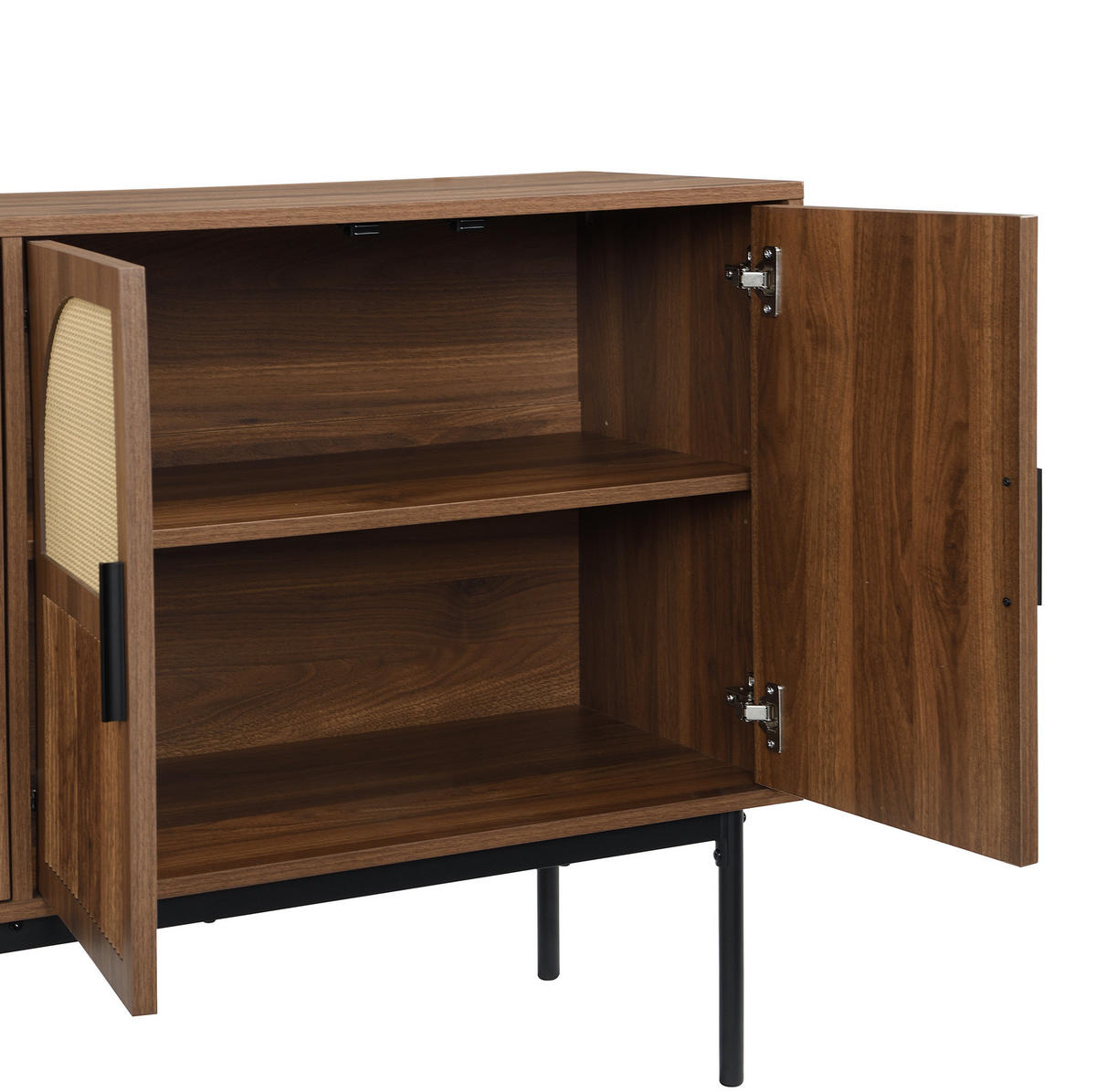 KOMMODE aus MDF 140x40x80cm in Natur mit Rattan-Optik - Naturfarben, Holzwerkstoff (140/80/40cm) - Modfu