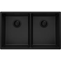 SPÜLBECKEN London Slim Twin, 2-er set Alles Schwarz 76/47 cm 2 Becken + Ablauf-Set ab 80er Unterschrank - Schwarz, Kunststoff (76/20/47cm) - Primagran