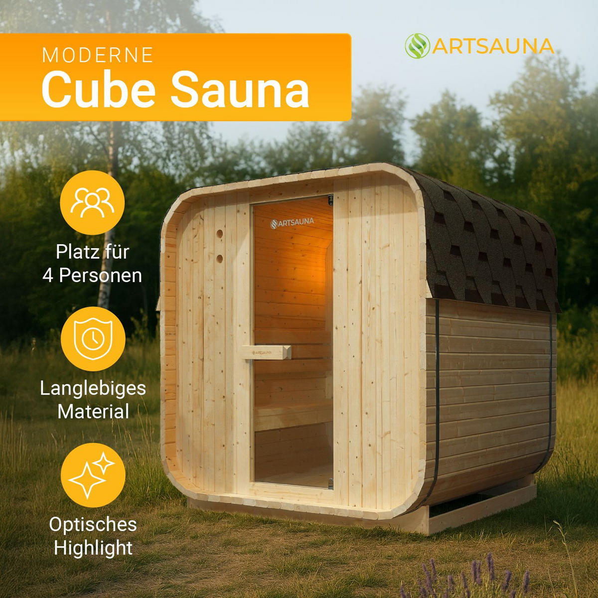 FASSSAUNA Nolvik L inkl. Zubehör-Set - Naturfarben, Holz (185/194/180cm) - Artsauna