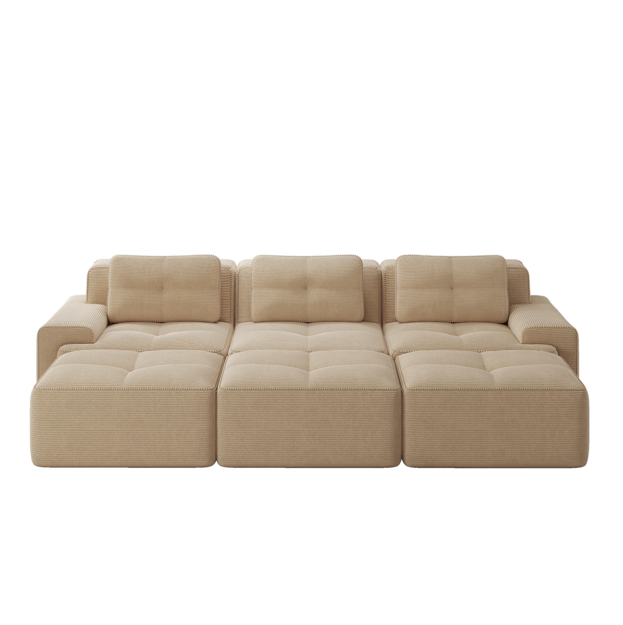 SCHLAFSOFA aus Cord in Beige 293x177x69 cm, modular mit 74 cm Sitztiefe - Beige, Textil (177/69/293cm) - IVMEU