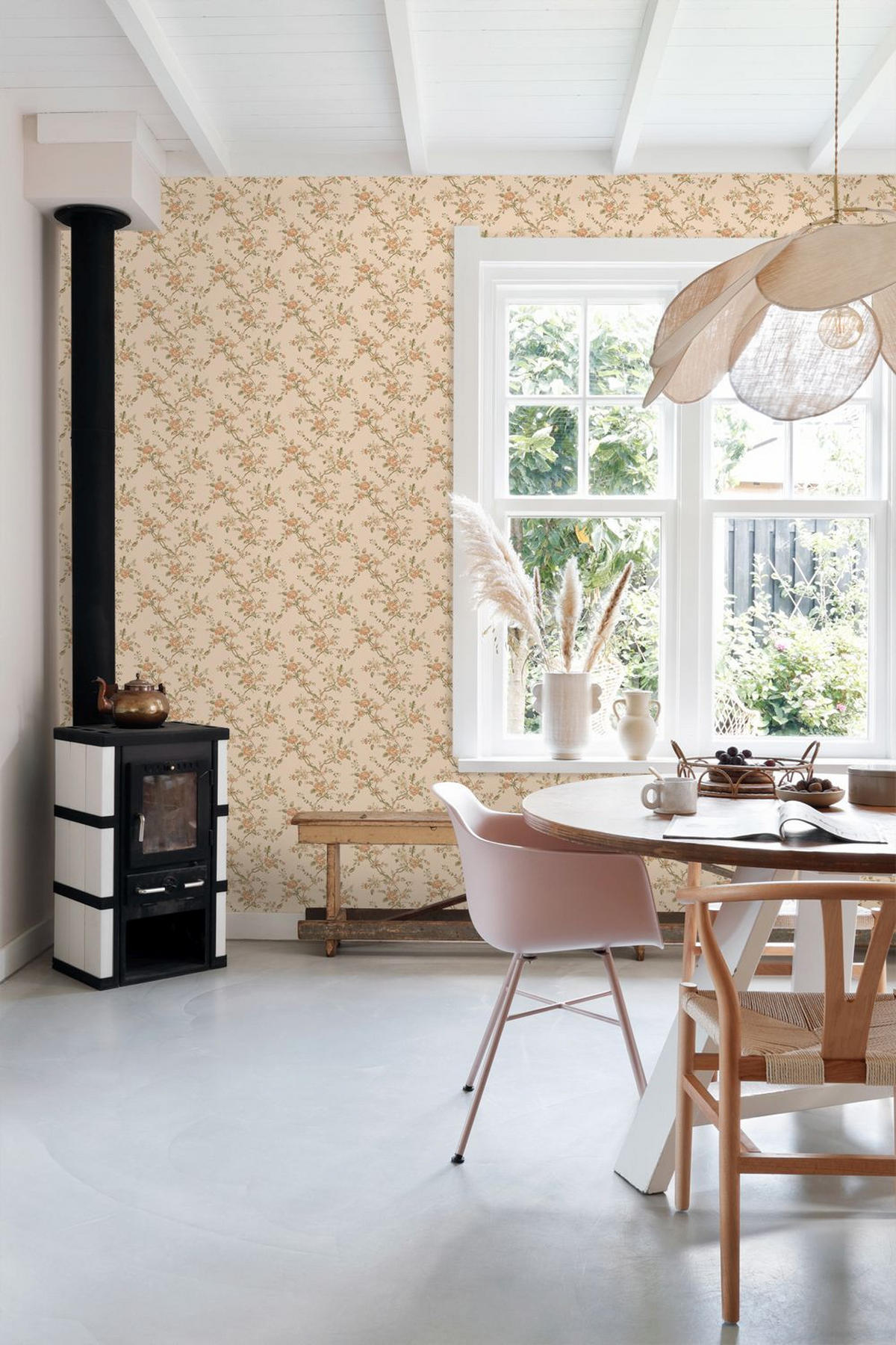 TAPETE Blumenmuster 50 x 900 cm - Beige, Papier (50/900cm) - ESTAhome
