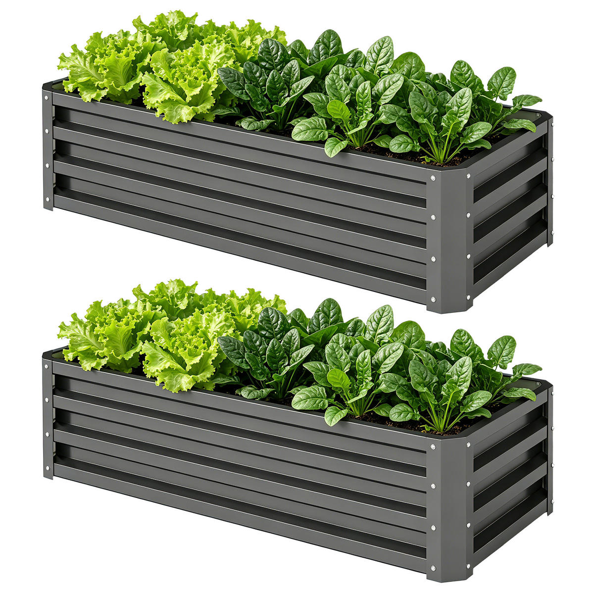 HOCHBEET DE-05350 2er-Set, Metall, offener Boden Dunkelgrau - Dunkelgrau, Metall (110/30/50cm) - ComfortXL