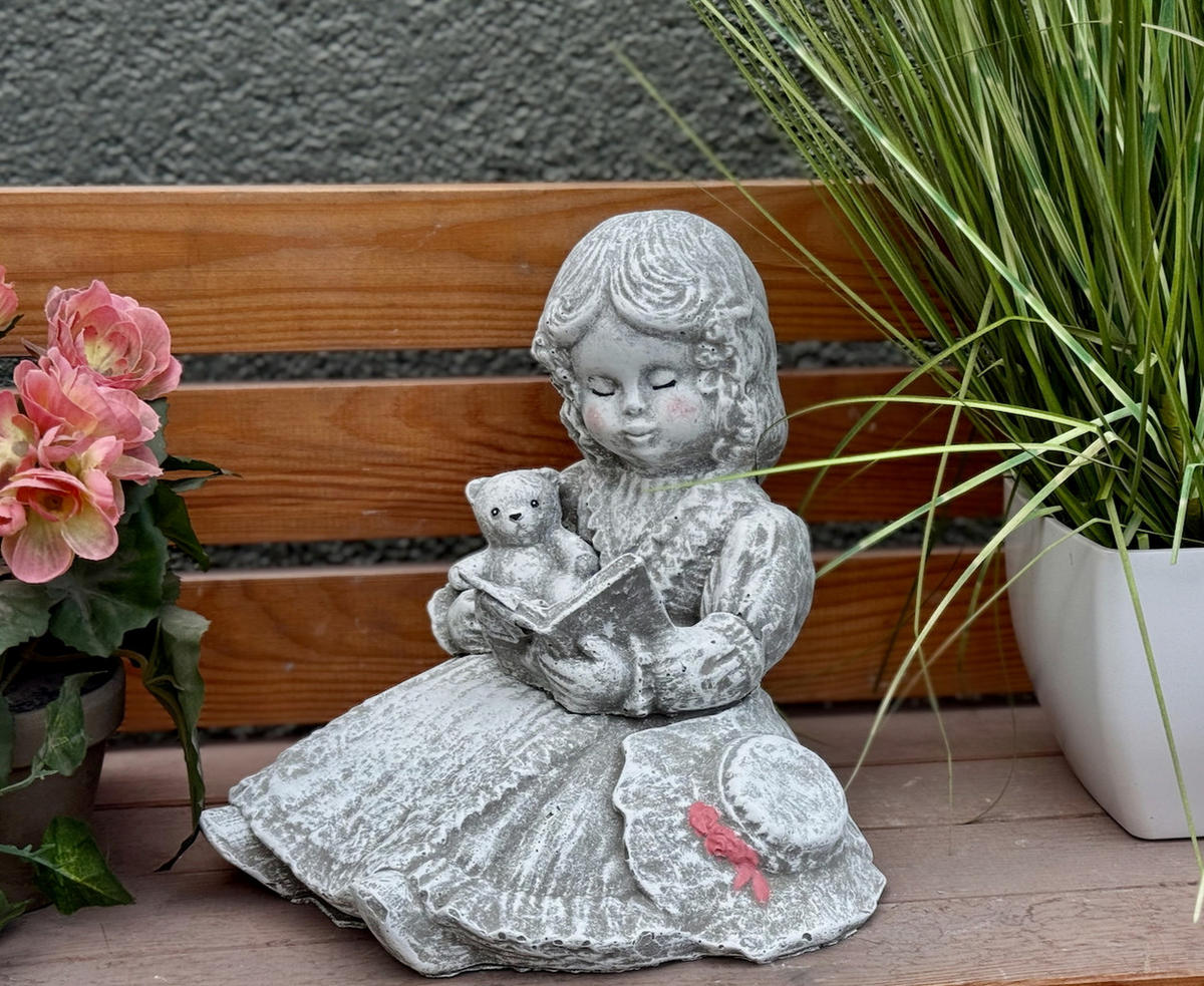 STEINFIGUR lesendes Mädchen frostfester Steinguss - Grau, Stein (21/24/22cm) - stoneandstyle