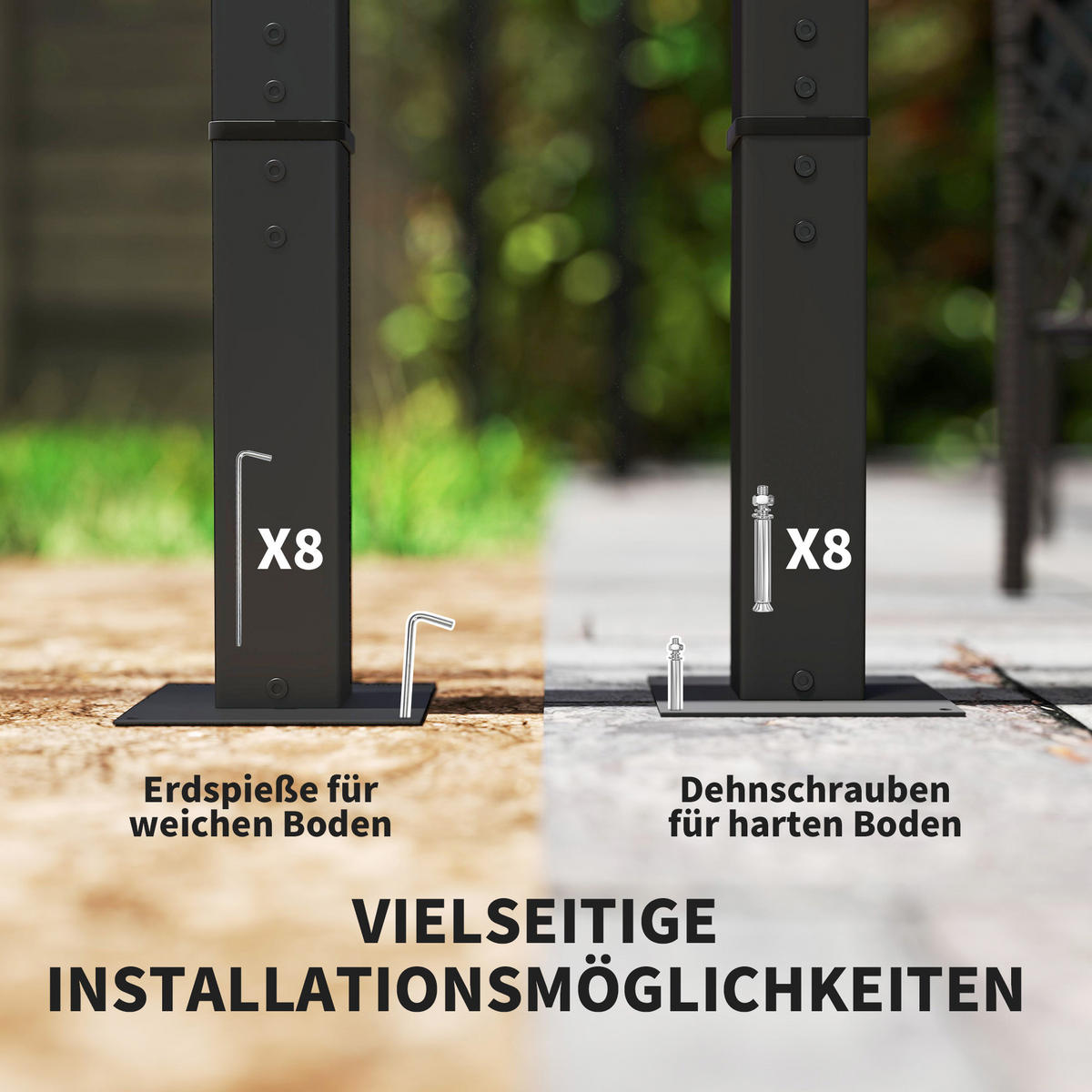 PERGOLA aus Metall, 3x 3m - Dunkelgrau, Metall (300/227/300cm) - Outsunny