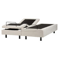 POLSTERBETT Verstellbar 160/200 cm Hellbeige Duke II - Beige/Schwarz, Textil (160/200cm) - Beliani
