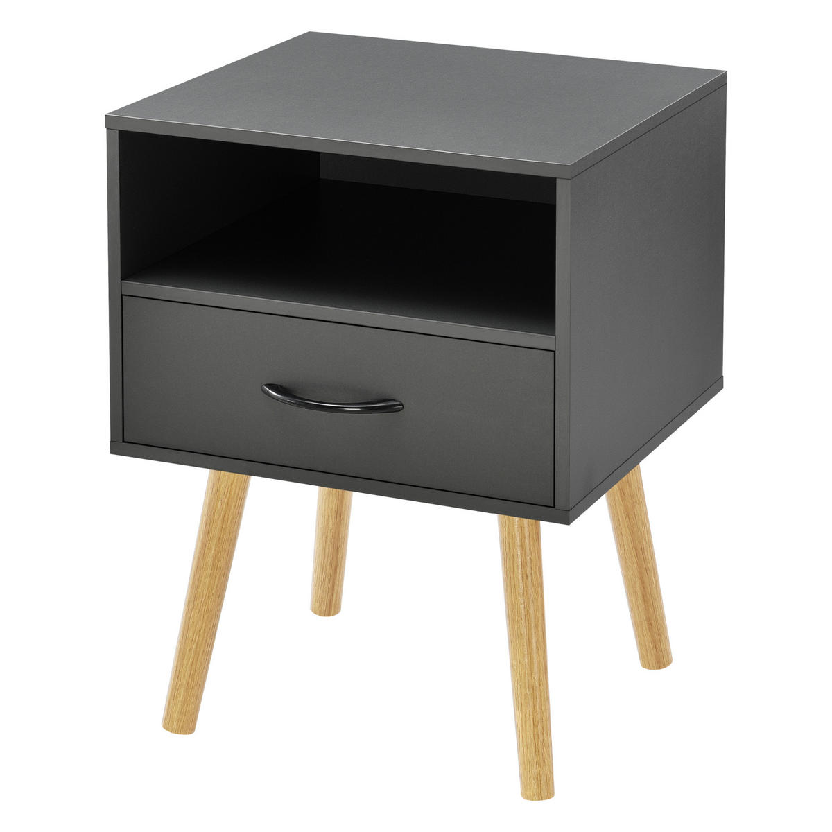 BEISTELLTISCH Gävle - Dunkelgrau/Naturfarben, Holz/Holzwerkstoff (40/42/57cm) - [en.casa]
