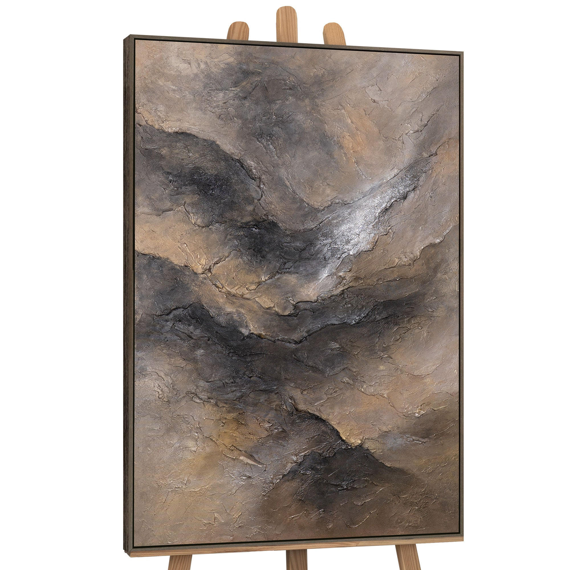 GEMÄLDE Dunkelheit und Morgendämmerung Schattenfugenrahmen Grau 120x80 cm - Grau, Holz (120/80cm) - YS-art gallery