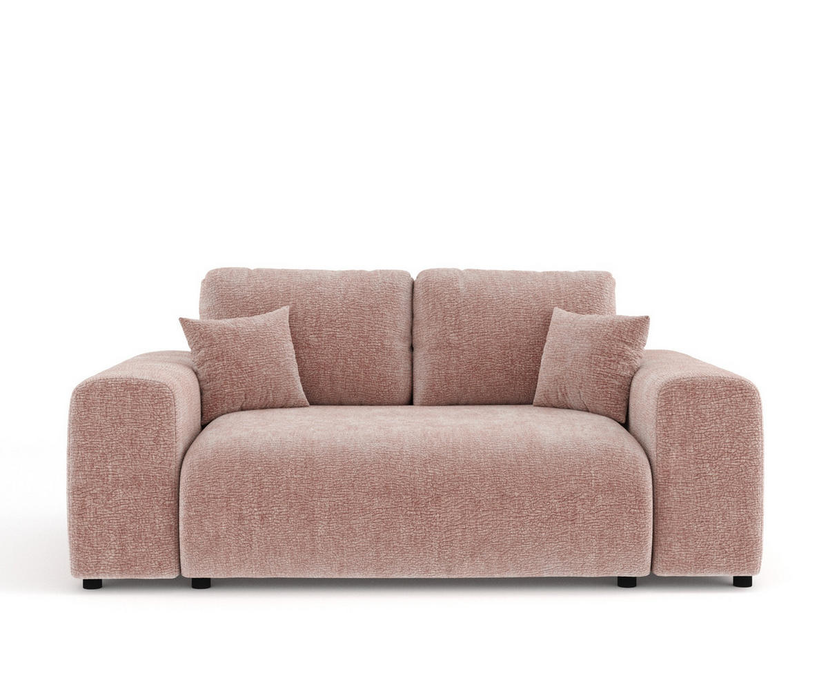 2-SITZER-SOFA Zanzibar Rosa Chenille - Schwarz/Rosa, Holz/Holzwerkstoff (178/79/108cm) - Maison de Reve