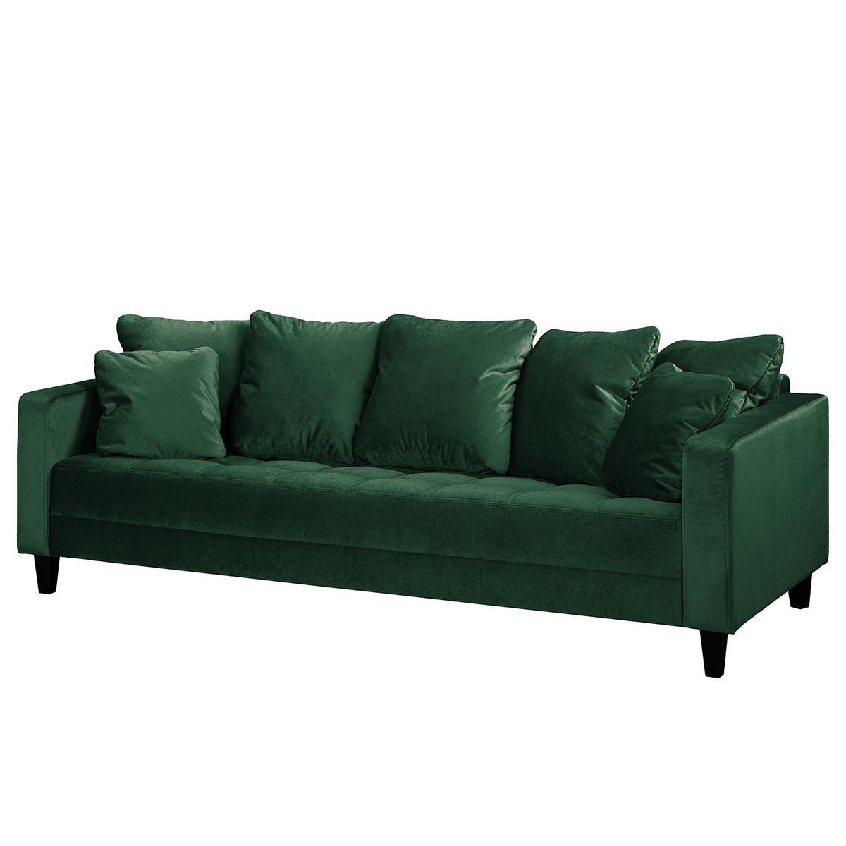 3-SITZER SOFA - Samt - Dunkelgrün, Textil (228/85/90cm) - home24