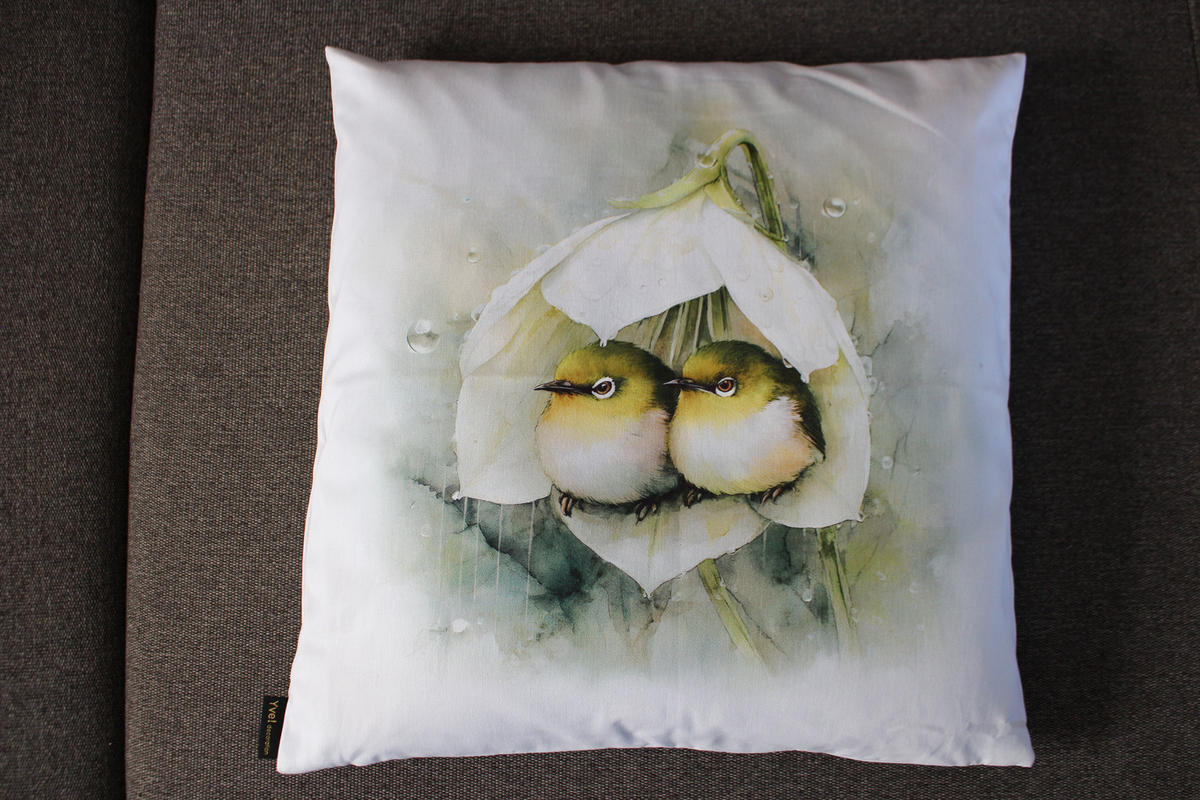 KISSENHÜLLE FRÜHLINGSFEST VÖGEL - Hellgrün, Textil (50/50cm) - Yve! decoration