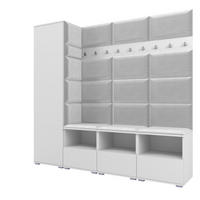 GARDEROBE NELA IX 200 cm (Modulare Flurmöbel Weiß mit Sitzpolster Hellgrau 32 Breite Sitzbank) - Silberfarben/Hellgrau, Holz/Holzwerkstoff (200/187/40cm) - Ravio
