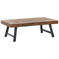 COUCHTISCH Dunkler Holzfarbton/Schwarz Warton - Dunkelbraun/Schwarz, Holz (130/70/44cm) - Beliani