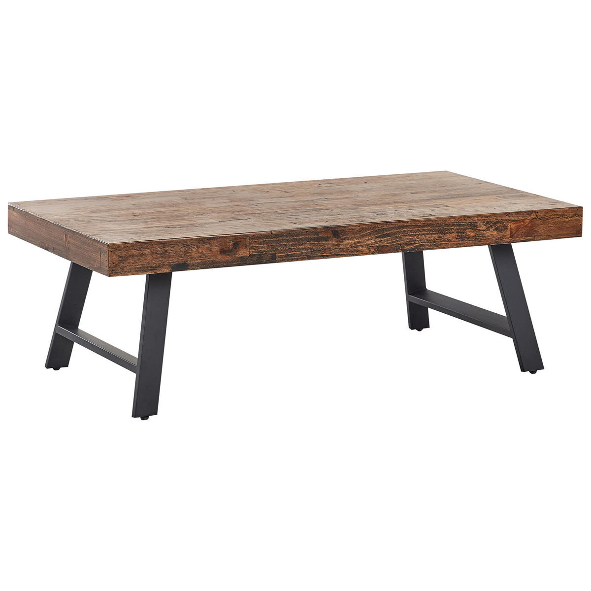 COUCHTISCH Dunkler Holzfarbton/Schwarz Warton - Dunkelbraun/Schwarz, Holz (130/70/44cm) - Beliani