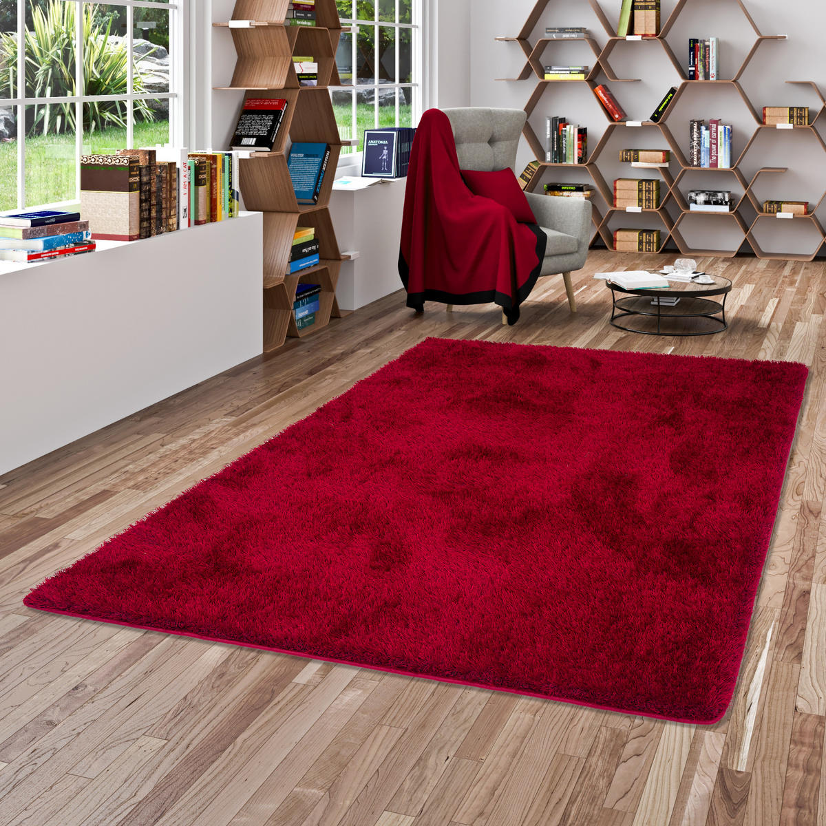 HOCHFLOR SHAGGY TEPPICH LUXUS FEELING MIX - Rot, Textil (200/200cm) - Snapstyle