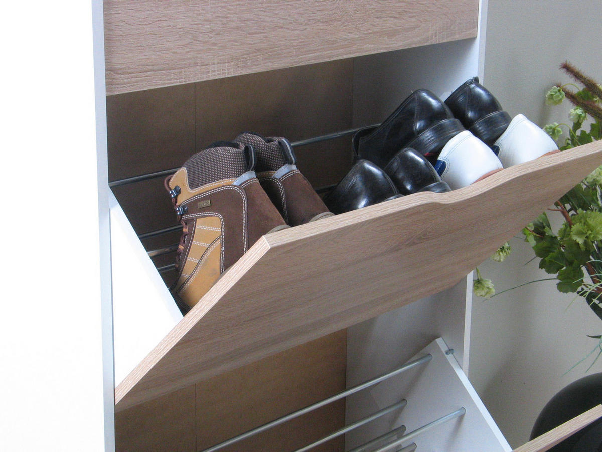 SCHUHSCHRANK weiß - Weiß, Holzwerkstoff (211/139/24cm) - ebuy24