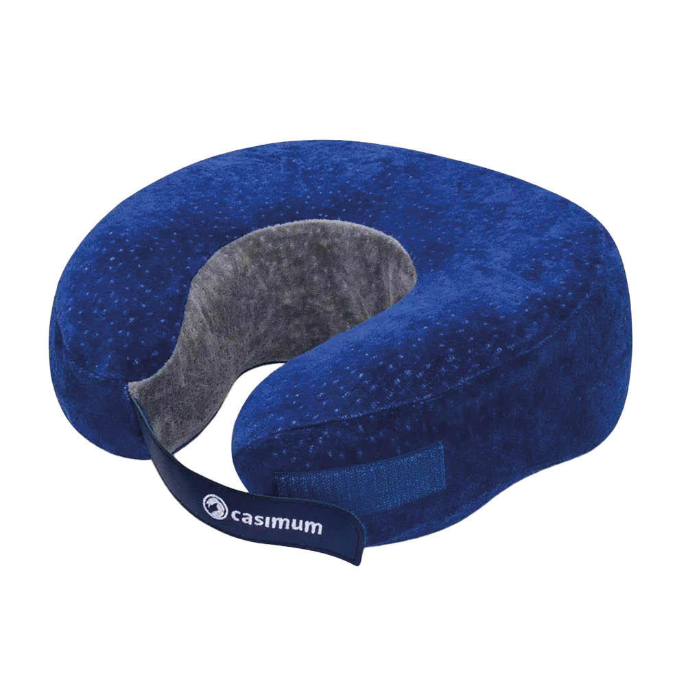 NACKENHÖRNCHEN RELAX, ergonomische U-Form mit Klettverschluss, 40x25x10, cosyPUR® Memory Foam - Blau, Textil (28/30cm) - casimum