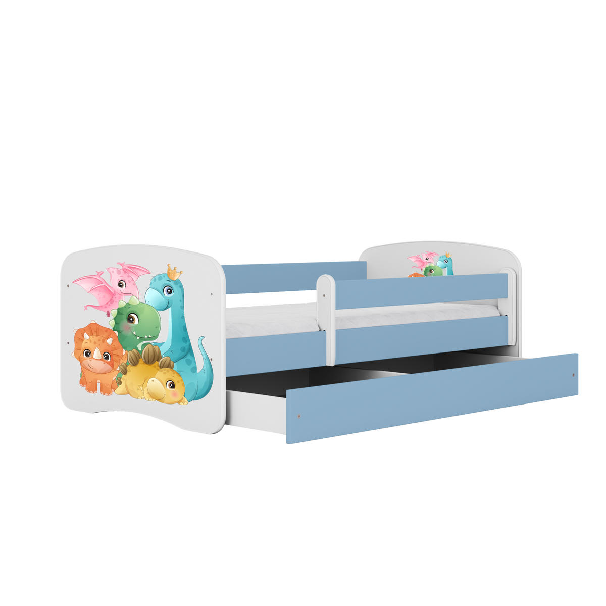 KINDERBETT Dino mit Schublade und Matratze 160/80 - Blau, Holzwerkstoff (80/160cm) - RAUMHIRSCH FURNITURE