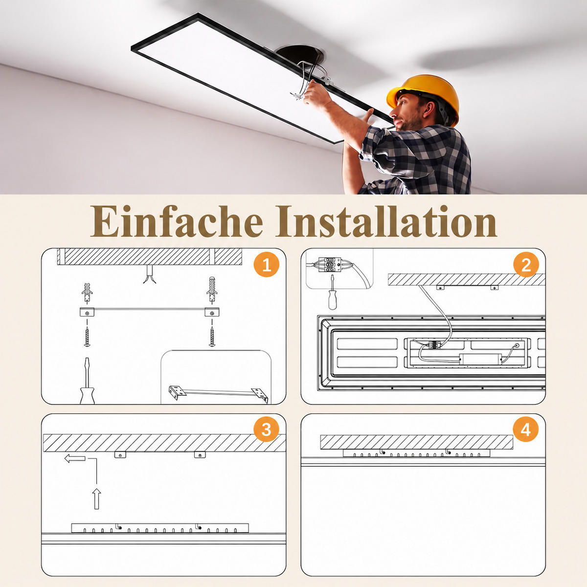 LED DECKENLEUCHTE Oryvnal 120/30/5 cm - Schwarz, Kunststoff/Metall (120/30/5cm) - ZMH