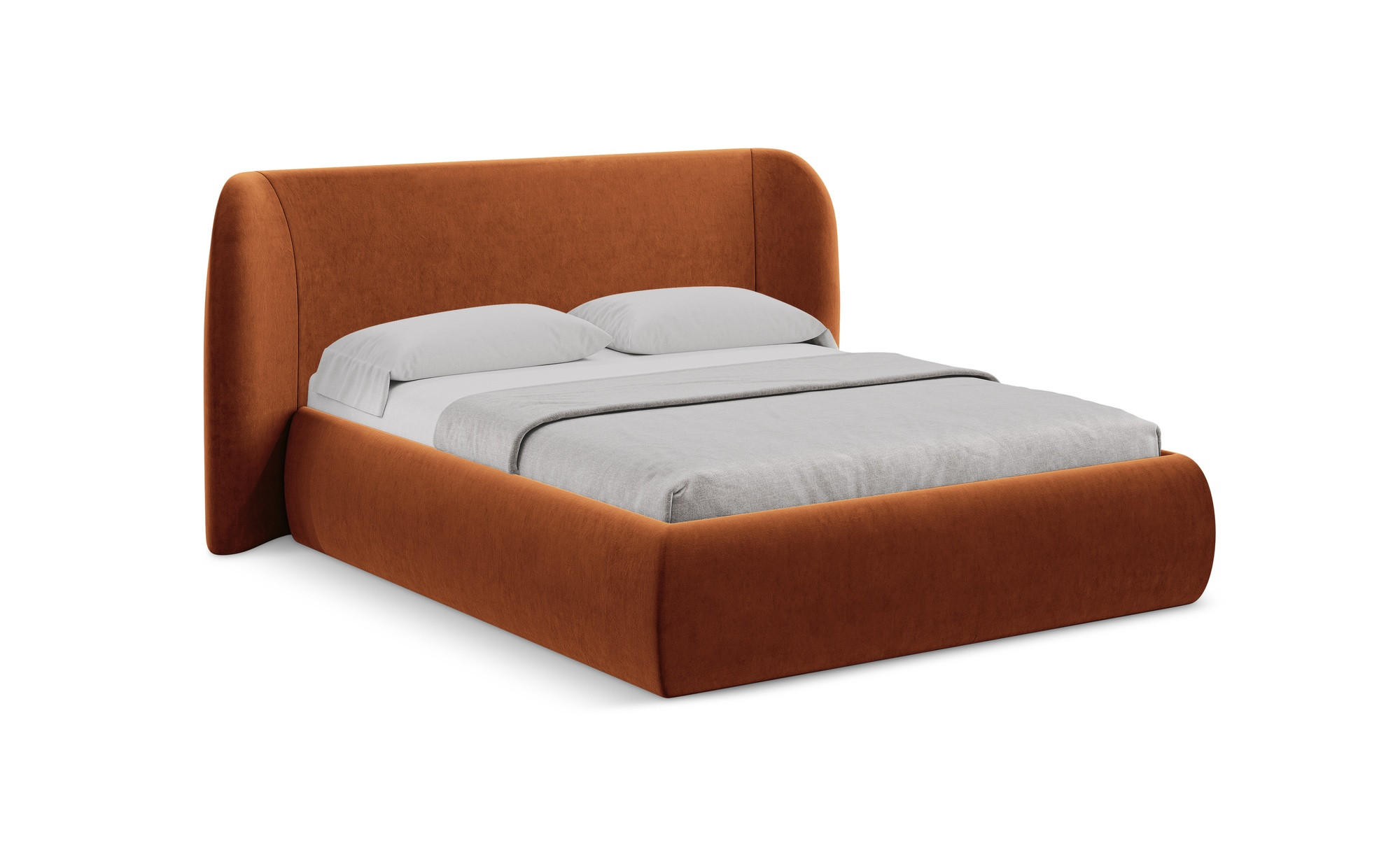 POLSTERBETT mit Bettkasten und Lattenrost 210x215 Orange - Terracotta/Schwarz, Kunststoff/Textil (160/200cm) - Makamii