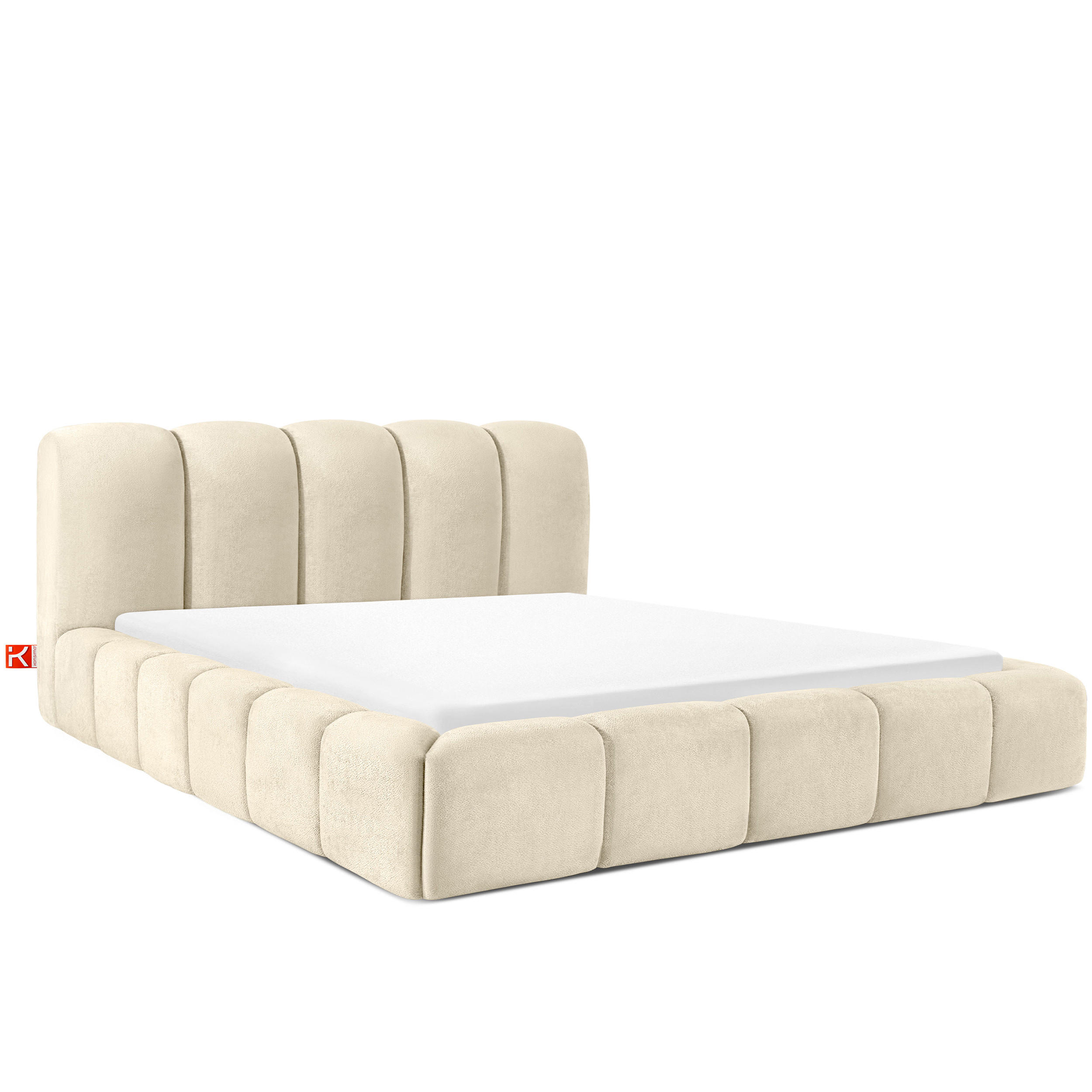 POLSTERBETT MERIDE Chenille, Ecru - Schwarz/Weiß, Holz/Textil (200/200cm) - KONSIMO®